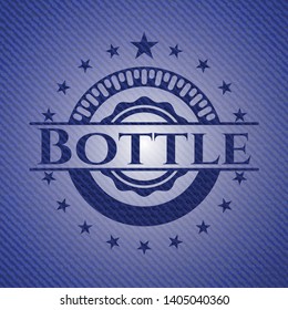 Bottle emblem with jean high quality background. Vector Illustration. Detailed.