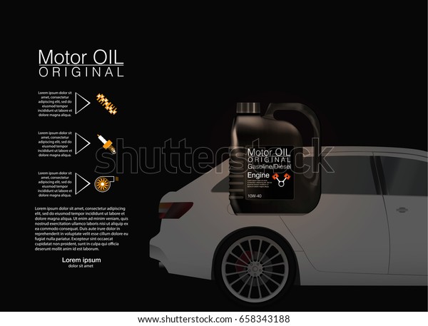 Bottle engine oil background,\
Against the\
background of the car. vector\
illustration