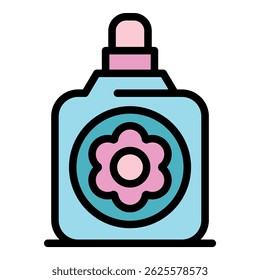 Bottle essential oils icon. Outline bottle essential oils vector icon color flat isolated