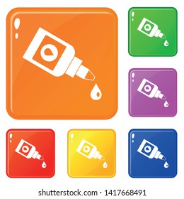 Bottle for eye drops icons set collection vector 6 color isolated on white background