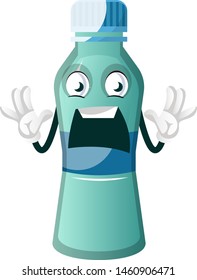 La botella se siente aterrada, ilustración, vector sobre fondo blanco.