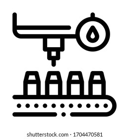 Vektorillustration des Füllgeräts für Flaschen. Abfüllvorrichtung für die Flasche. einzelne Kontursymbolgrafik