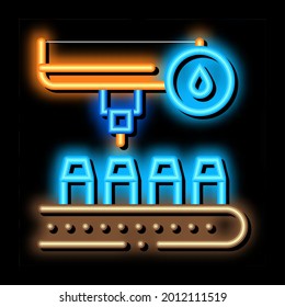 Flaschenfülleinrichtung Neonlichtzeichen Vektor. Leuchtendes Symbol Flaschenfülleinrichtung Zeichen. transparente Symbolillustration