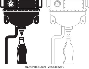 Bottle filling machine with gauge and pipe