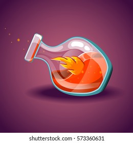 Bottle with flame, magic elixir