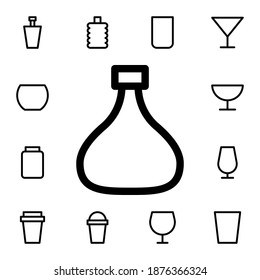Flasche mit flachem Vektorsymbol im Glasgetränk-Paket