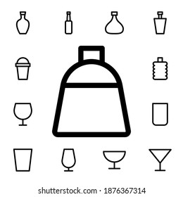 Icono de vector plano de botella en paquete de bebidas de vidrio