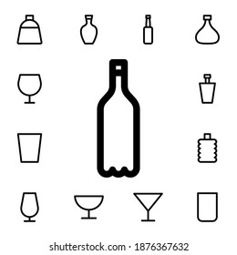 Bottle flat vector icon in glass drink pack