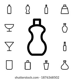 Bottle flat vector icon in glass drink pack