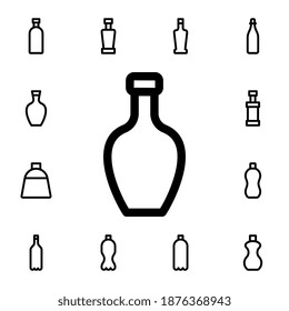 Bottle flat vector icon in glass drink pack