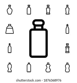 Bottle flat vector icon in glass drink pack