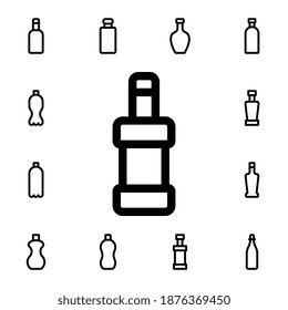 Bottle flat vector icon in glass drink pack