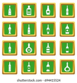 Bottle forms icons set in green color isolated vector illustration for web and any design