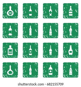 Bottle forms icons set in grunge style green isolated vector illustration