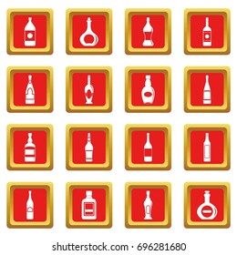 Bottle forms icons set in red color isolated vector illustration for web and any design