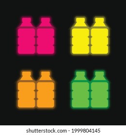 Bottle four color glowing neon vector icon