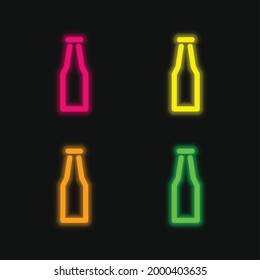 Botella cuatro colores de neón brillante icono vector