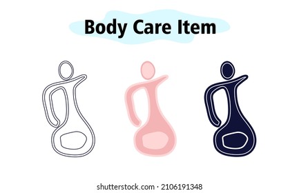 Una botella de perfume aromático en una jarra rosa. Un agradable olor para el cuerpo. Cuidado corporal. Ilustración vectorial en color, diseño sólido y lineal en un fondo blanco.