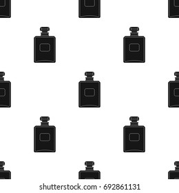 Bottle of french perfume icon in black style isolated on white background. France country symbol stock vector illustration.