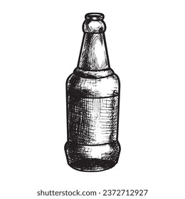 Bottle of fresh beer on white background