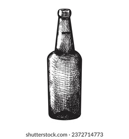 Bottle of fresh beer on white background