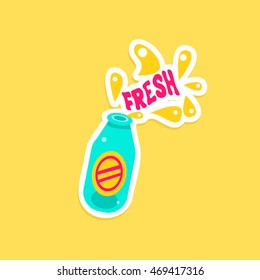 Bottle With Fresh Drink Bright Color Summer Inspired Sticker  Text
