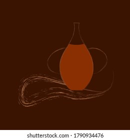 a bottle of fresh grape juice.drawn with a brush.vector illustration.