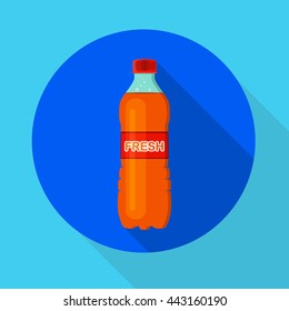 Bottle of fresh orange soda. Vector flat illustration. EPS10