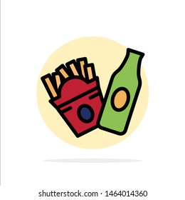 Bottle, Fries, American Abstract Circle Background Flat color Icon. Vector Icon Template background