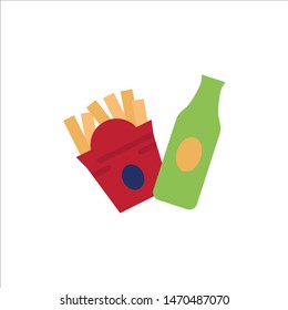 Bottle, Fries, American  Flat Color Icon. Vector icon banner Template. Vector Icon Template background