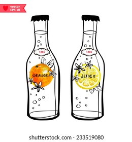 bottle with fruits label