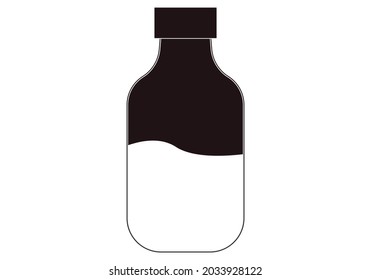 Botella llena de icono de bebida sobre fondo blanco.