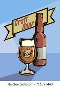bottle and a full glass of beer. craft beer. oktoberfest