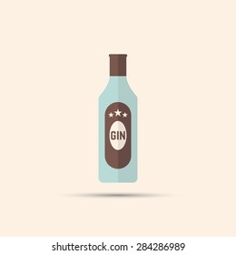 Bottle Of Gin Vector Colored Flat Icon On Bright Background