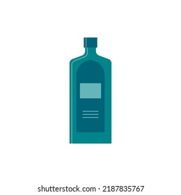 Bottle of gin or vodka, great design for any purposes. Flat style. Color form. Party drink concept. Simple image shape. Vector.
