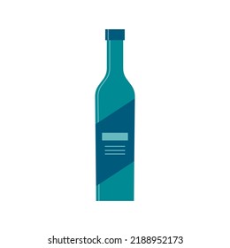 Bottle of gin or vodka, great design for any purposes. Flat style. Color form. Party drink concept. Simple image shape. Vector.
