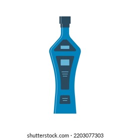 Bottle of gin or vodka, great design for any purposes. Icon bottle with cap and label. Flat style. Color form. Party drink concept. Simple image shape. Vector.
