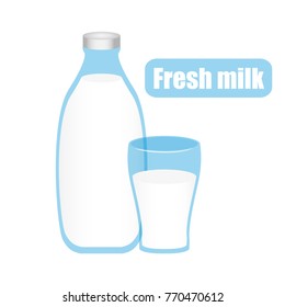 Bottle and glace with milk