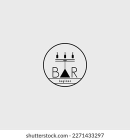 bottle and glass bar logo vector illustration design