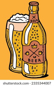 botella y vaso de cerveza
