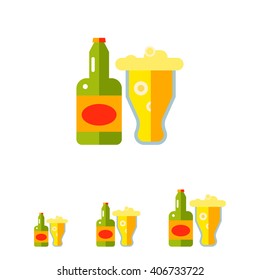 Bottle and Glass of Beer Icon