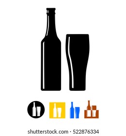 Bottle and glass of beer icon
