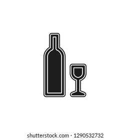 Bottle and glass of beer icon. Beer and pub, bar symbol. Sign. Flat design