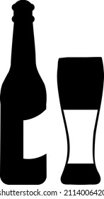 Bottle and glass of beer icon. Beer and pub, bar symbol. UI. Web. Logo. Sign.eps