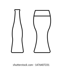 Bottle and glass black on a white background, vector illustration for design.