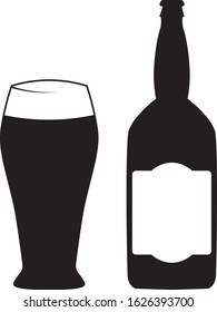 Bottle and glass black vector image for own label