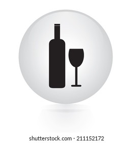 Bottle and glass button web icon 