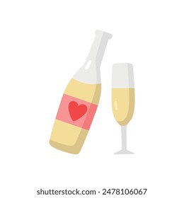 Bottle and glass of champagne