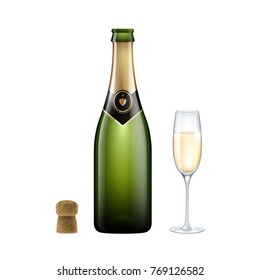 Flasche und Glas Champagner