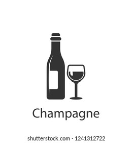 Bottle and glass with champagne icon. Element of drink and food icon for mobile concept and web apps. Detailed Bottle and glass with champagne icon can be used for web and mobile